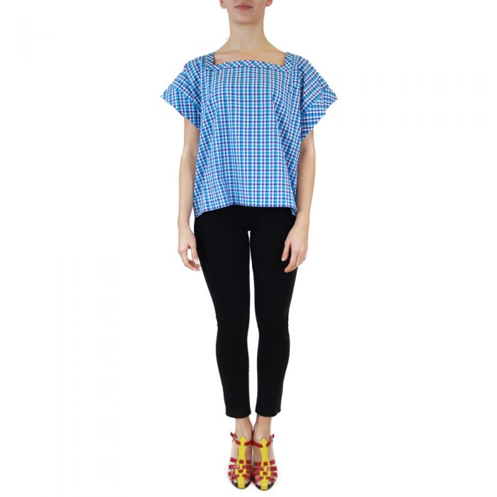 Abbigliamento STELLA JEAN - camicia scollo quadrato | OneMore quadretti azzurro (1)