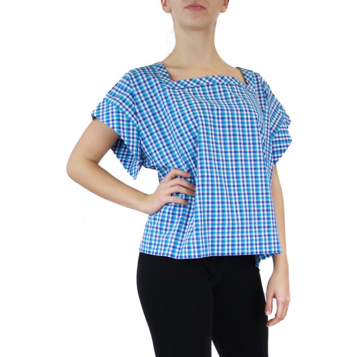 Abbigliamento STELLA JEAN - camicia scollo quadrato | OneMore quadretti azzurro (2)
